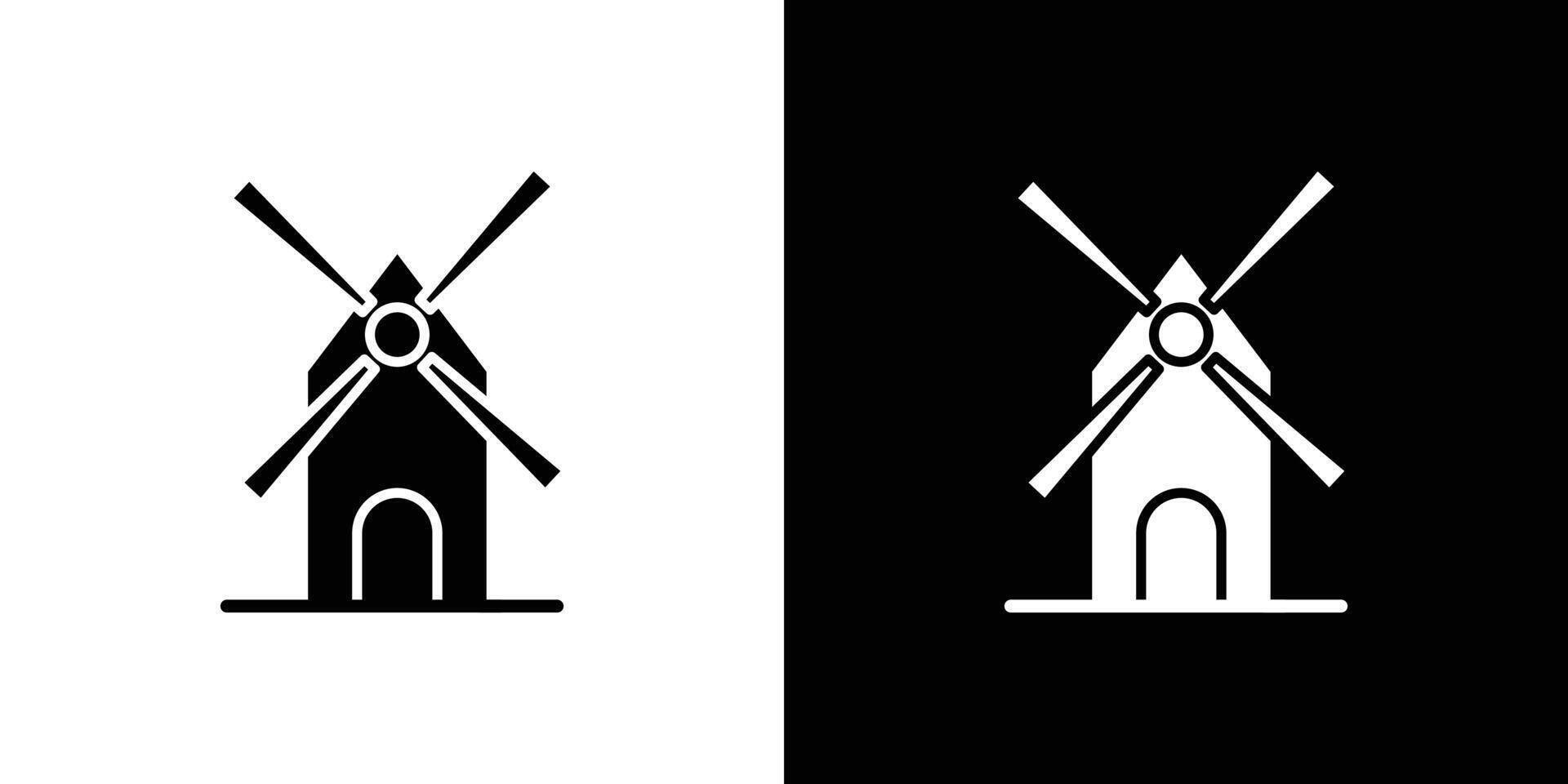 wind mill icon Flat fill set collection vector