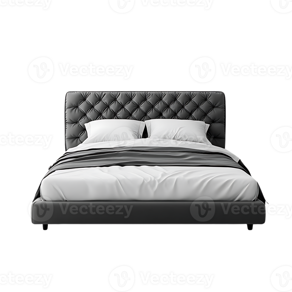 Elegant Upholstered Bed with Transparent Background, a Luxurious and Comfortable Bedroom Essential for a Modern Home png