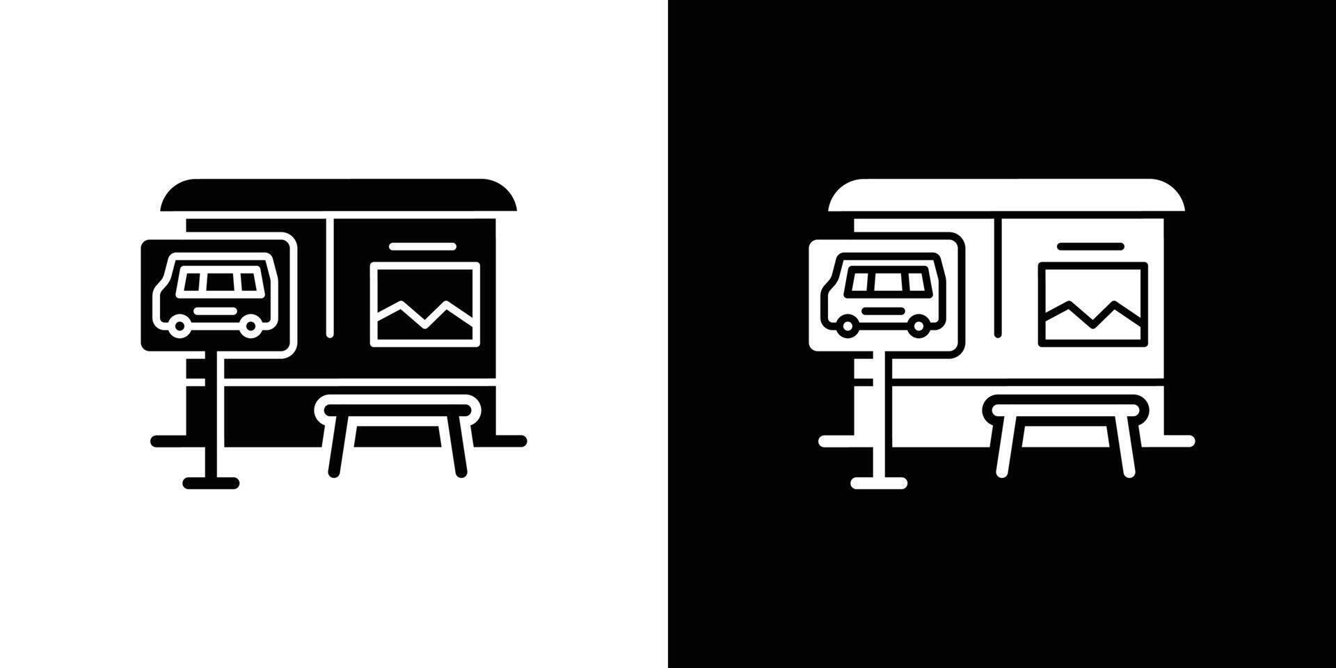 Bus stop stand icon Flat fill set collection vector