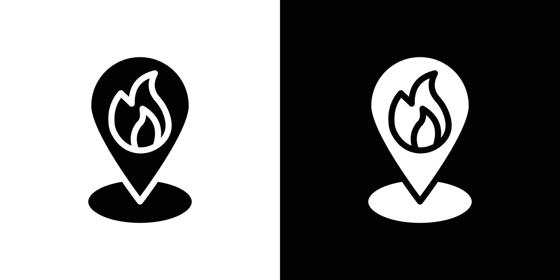 fire location icon Flat fill set collection vector