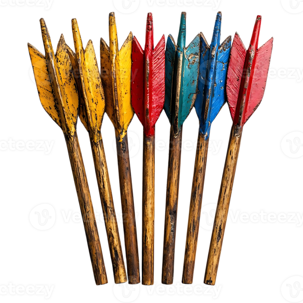 Colorful Wooden Arrows with Transparent Background png
