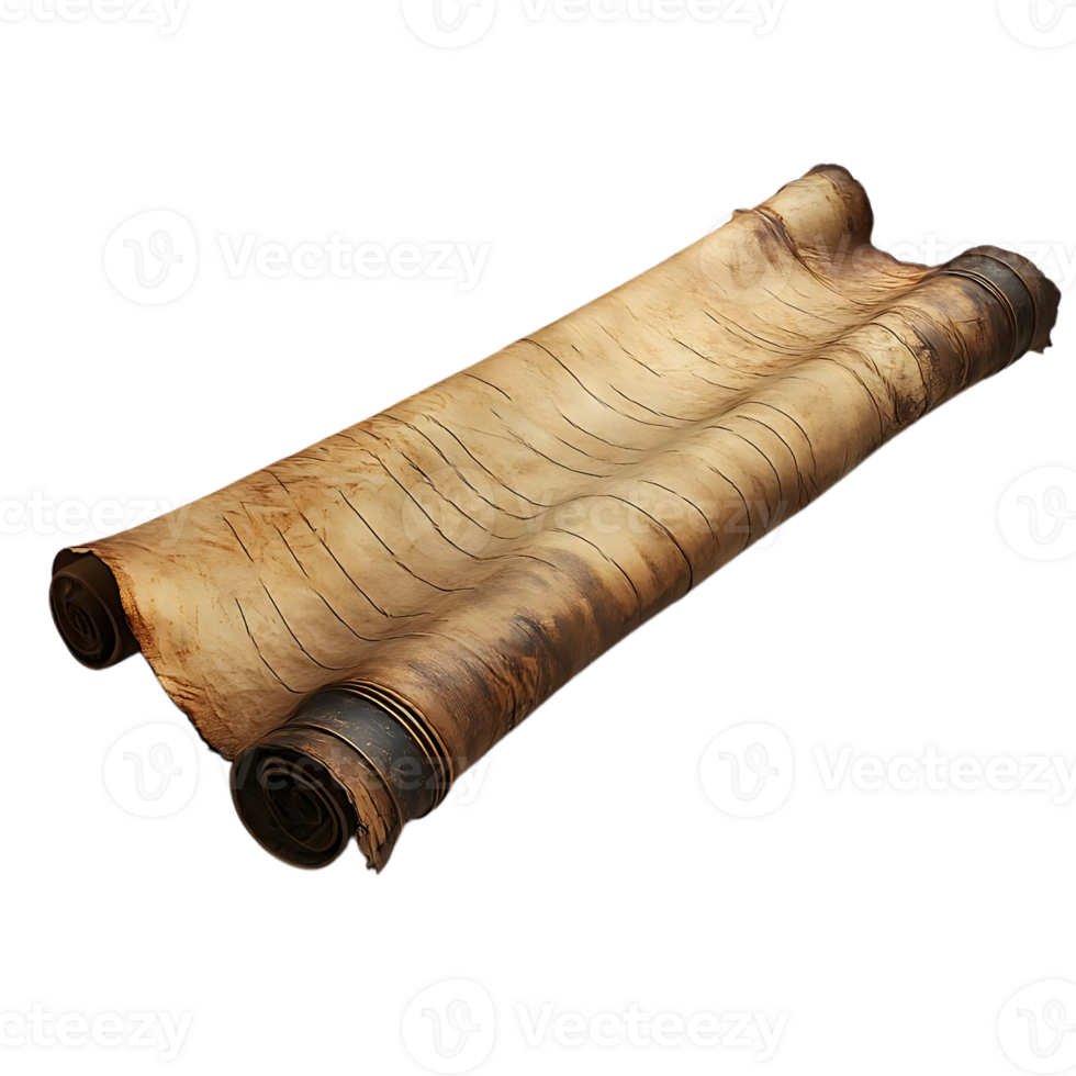 Ancient Parchment Scroll with Transparent Background, Unfurling Secrets of the Past png