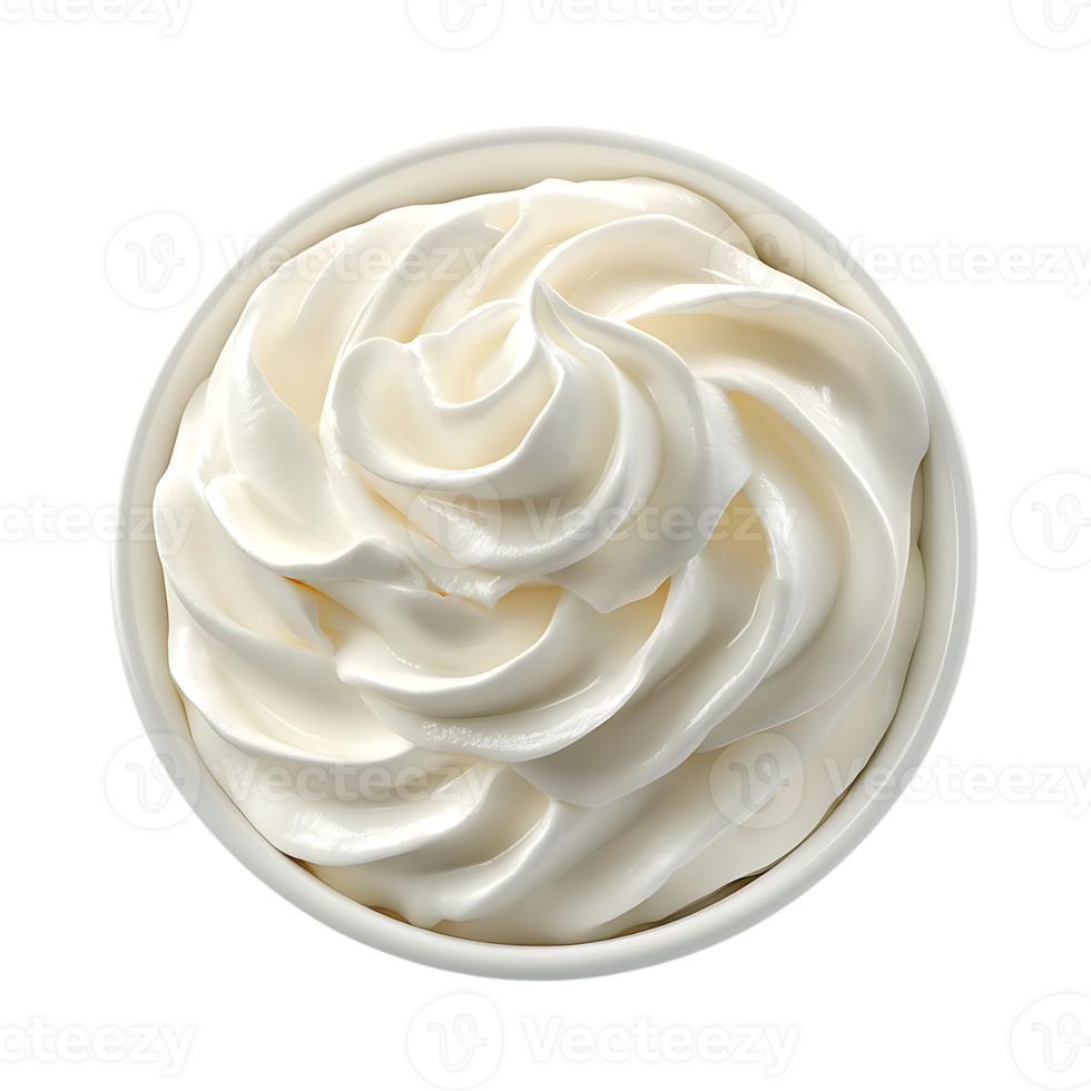 Whipped Cream in a Bowl with a Transparent Background png