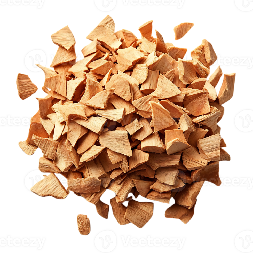 Pile of Fragrant Cedar Wood Shavings with Transparent Background png