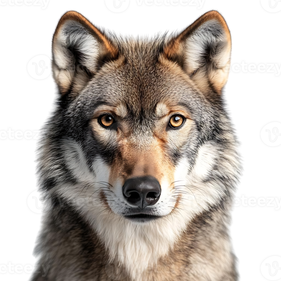 Wolf with Transparent Background, A Majestic Animal with Intense Gaze png