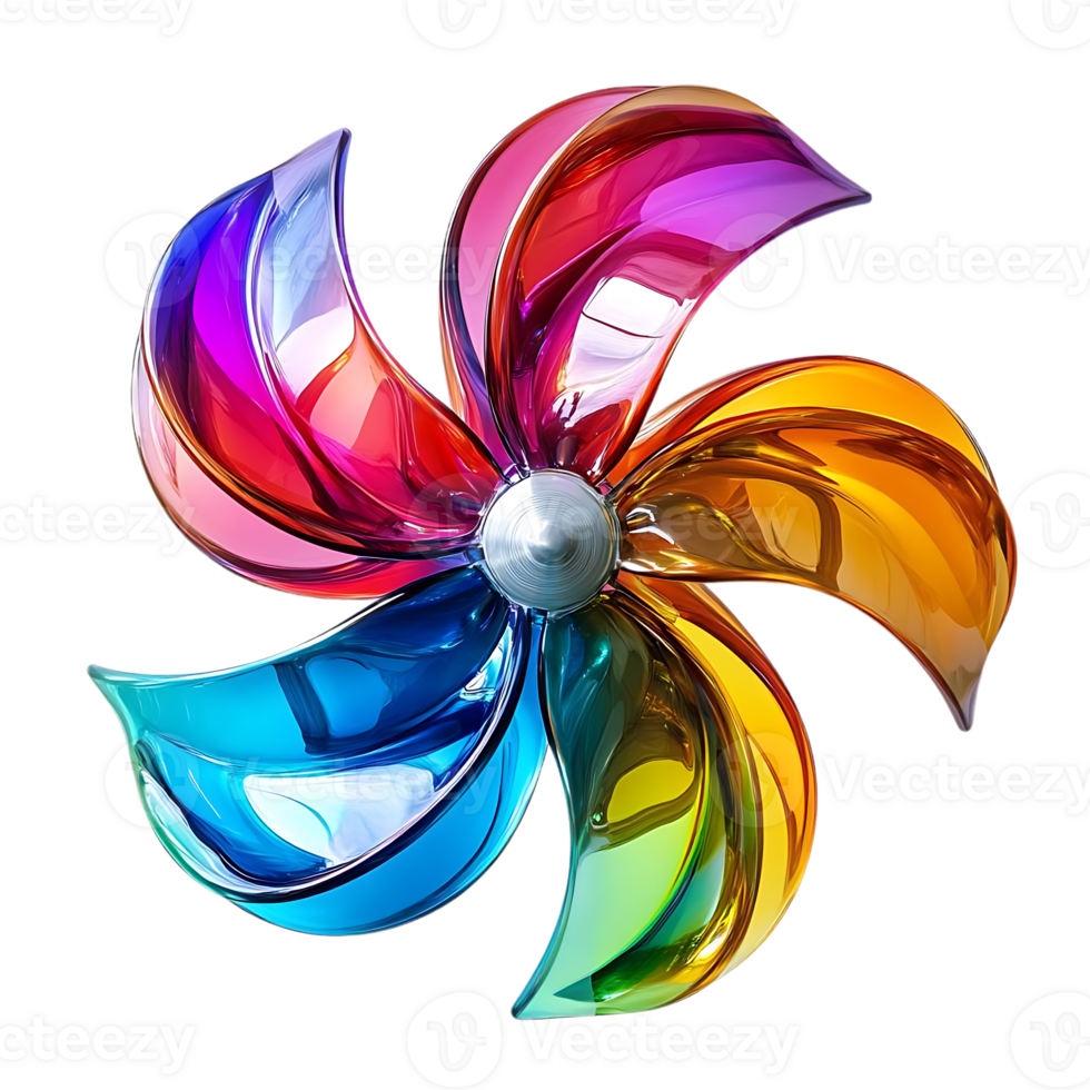 Colorful Glass Pinwheel With Transparent Background png