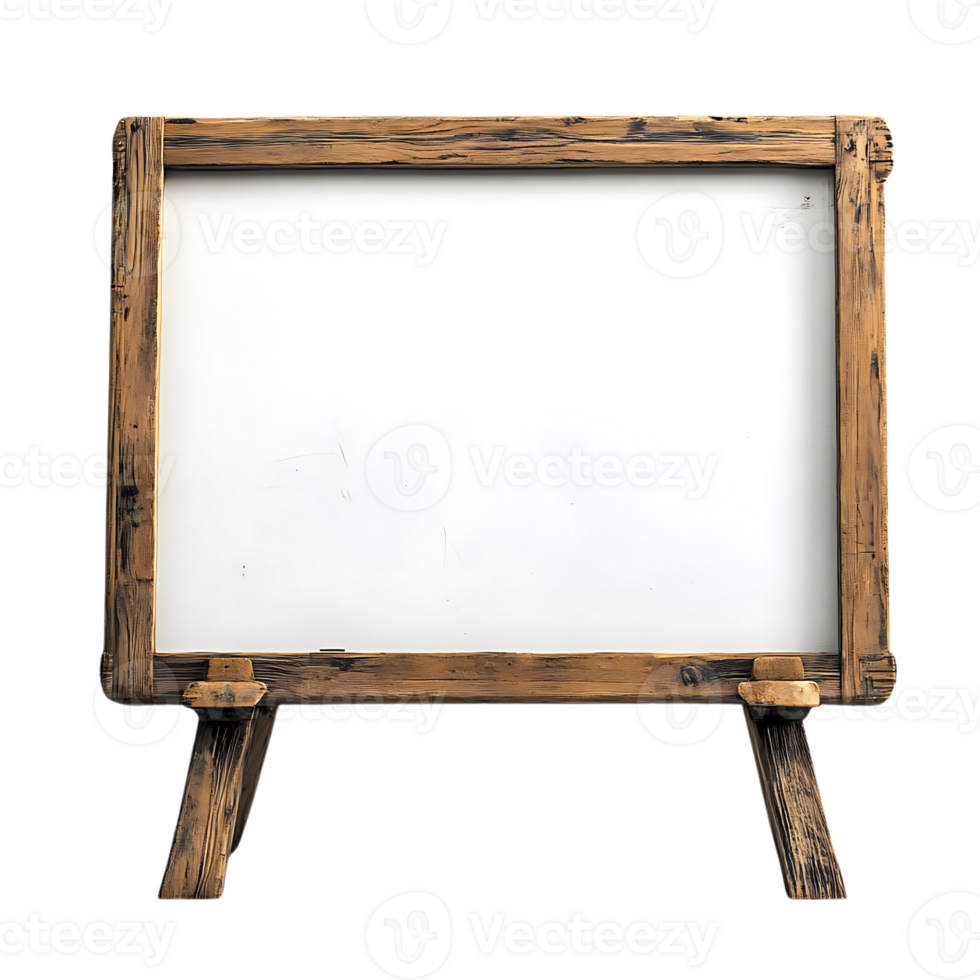 Wooden Frame Easel with Blank White Canvas, Ready for Your Art, Transparent Background png