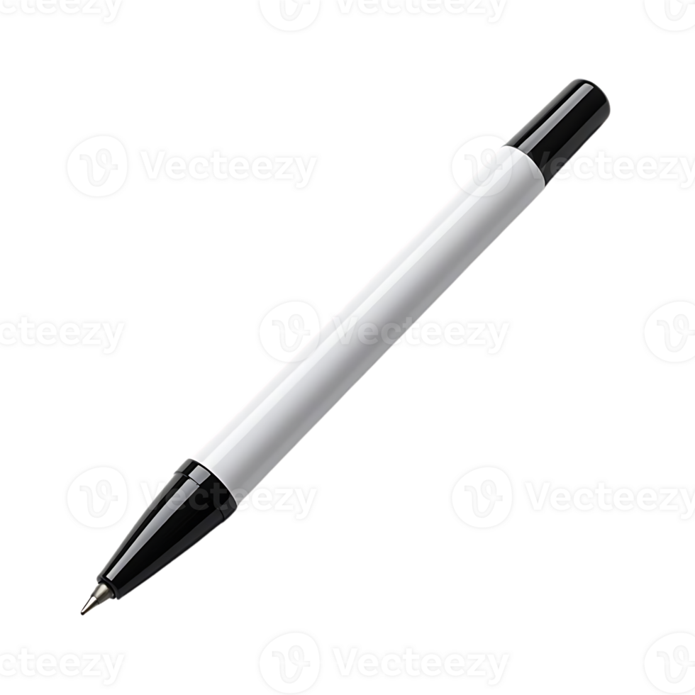 White Pen with Black Ink and Transparent Background, a Simple and Elegant Writing Instrument. png