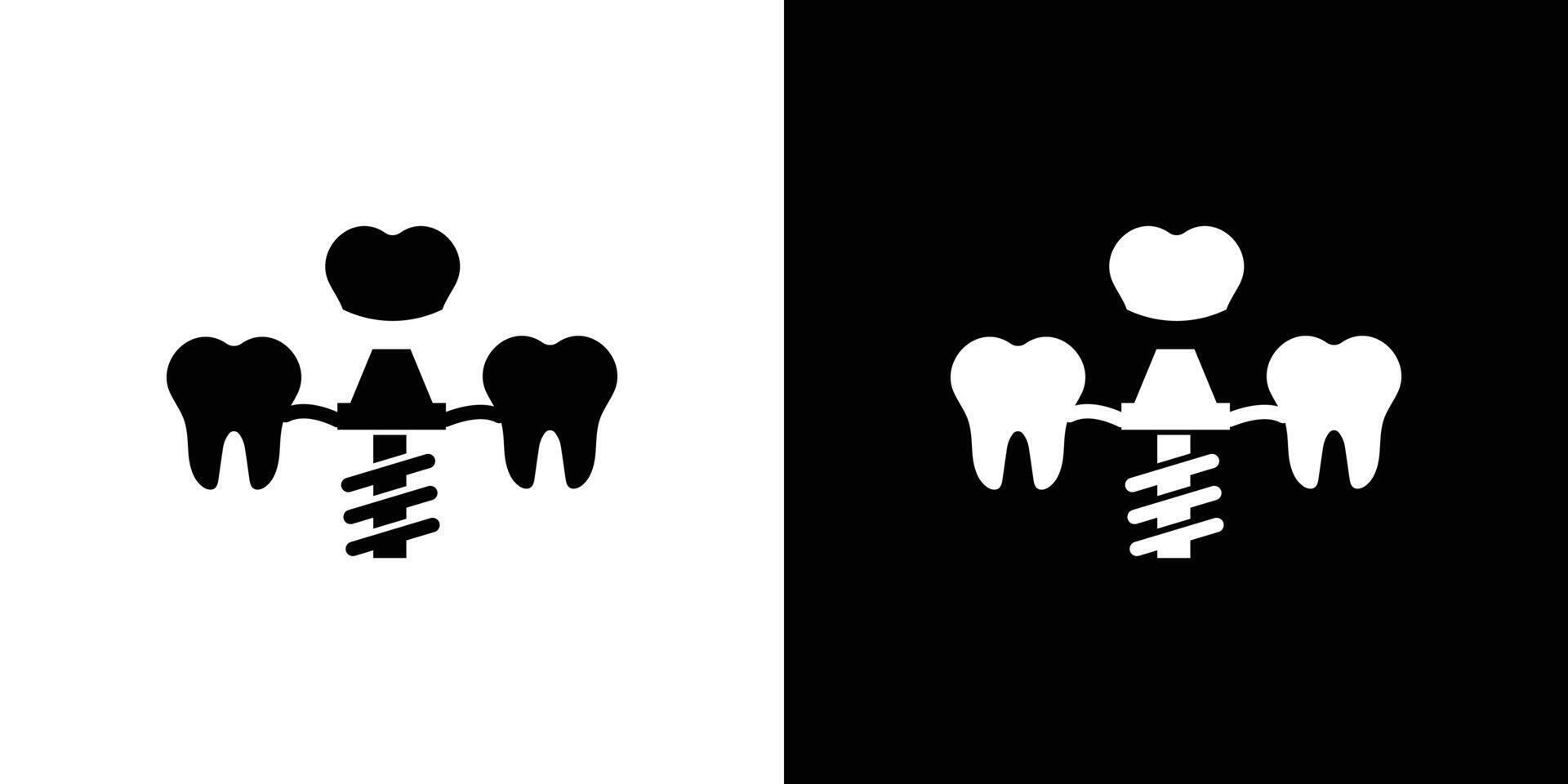 Dental implants icon Flat fill set collection vector