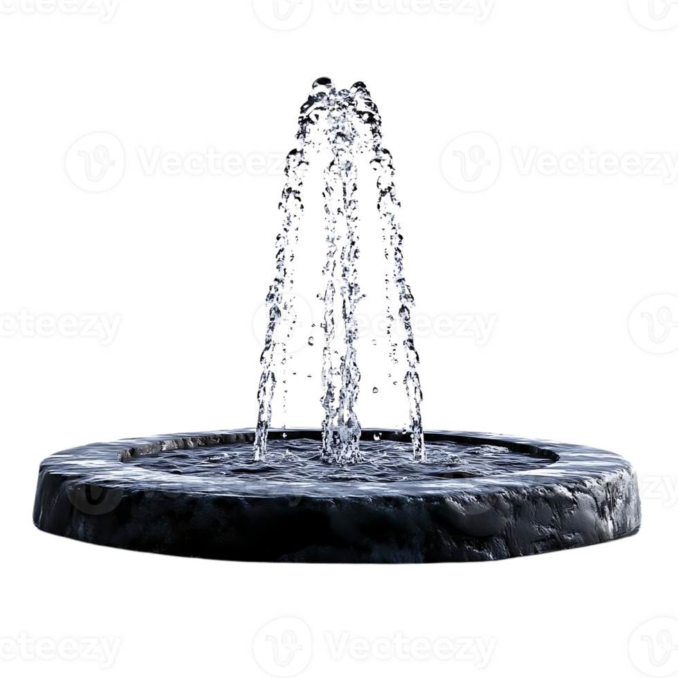 Water Fountain with Transparent Background, Isolated Stone Fountain,  Flowing Water, Spraying Fountain,  3D Rendering,  Water Feature,  Water Element,   Background Removal,   Liquid Texture,  Water Drops png