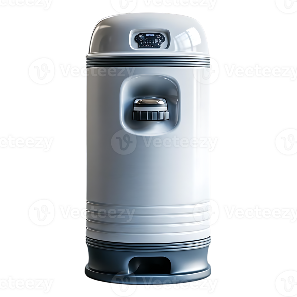Vintage Water Cooler with Transparent Background, Retro Design Water Dispenser with Chrome Details, Elegant White and Gray Water Cooler for Home or Office png