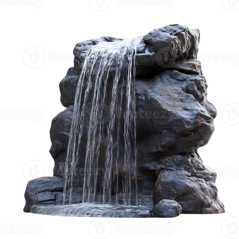 Water Cascading Over Rocks with a Transparent Background png