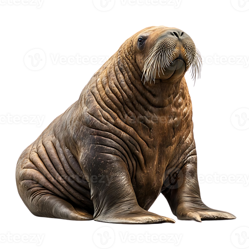 Walrus Sitting with Transparent Background, a Large Marine Mammal with Whiskers png