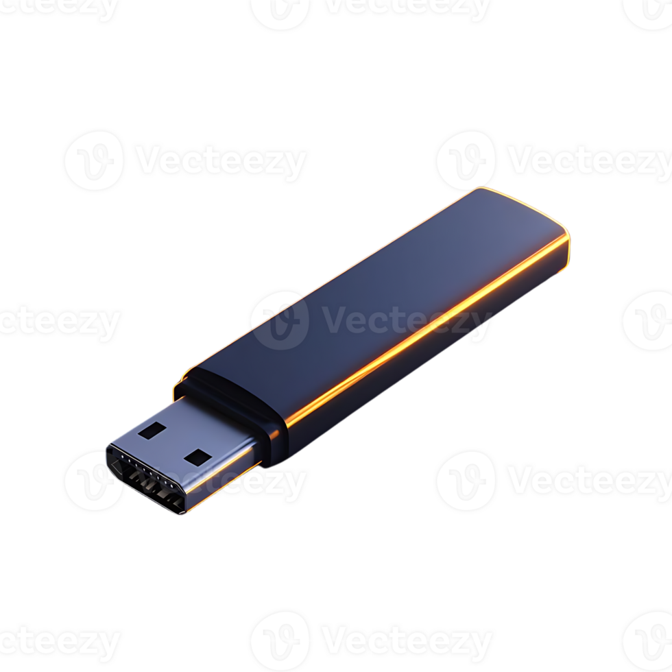 USB Flash Drive with Transparent Background, Black, Illuminated, Modern, Digital Storage Device, Data Transfer, Memory Stick, Portable Storage, Computer Accessory, Tech Gadget,  High-Speed Data Transfer,  Data Backup,  High Capacity,  Small and Compact, png