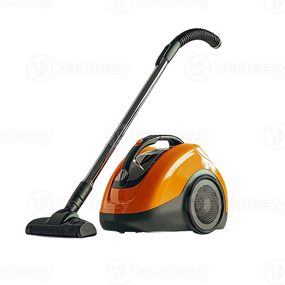 Orange Vacuum Cleaner with Transparent Background, Isolated on Black png