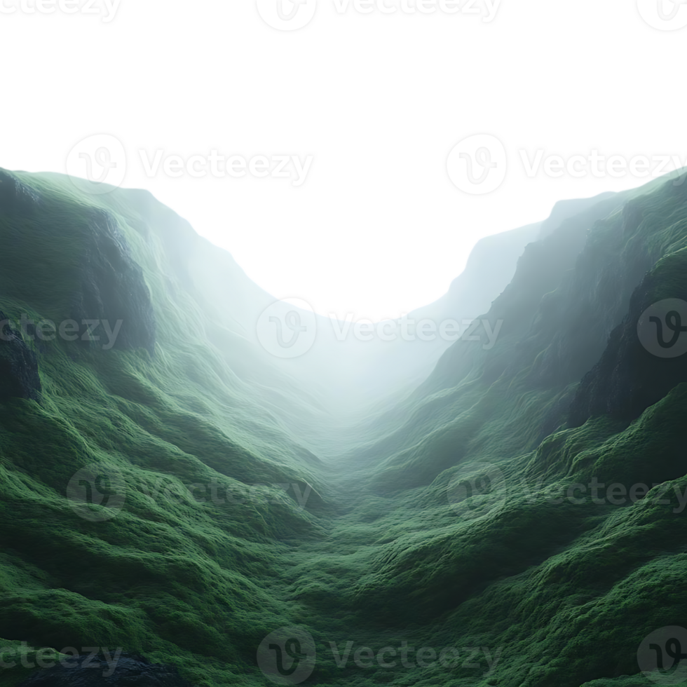 Green Hills with Mist and a Transparent Background png