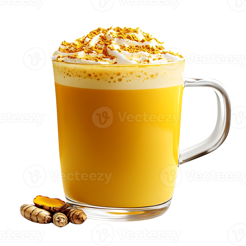 Golden Milk Latte with Creamy Whipped Topping and a Transparent Background png