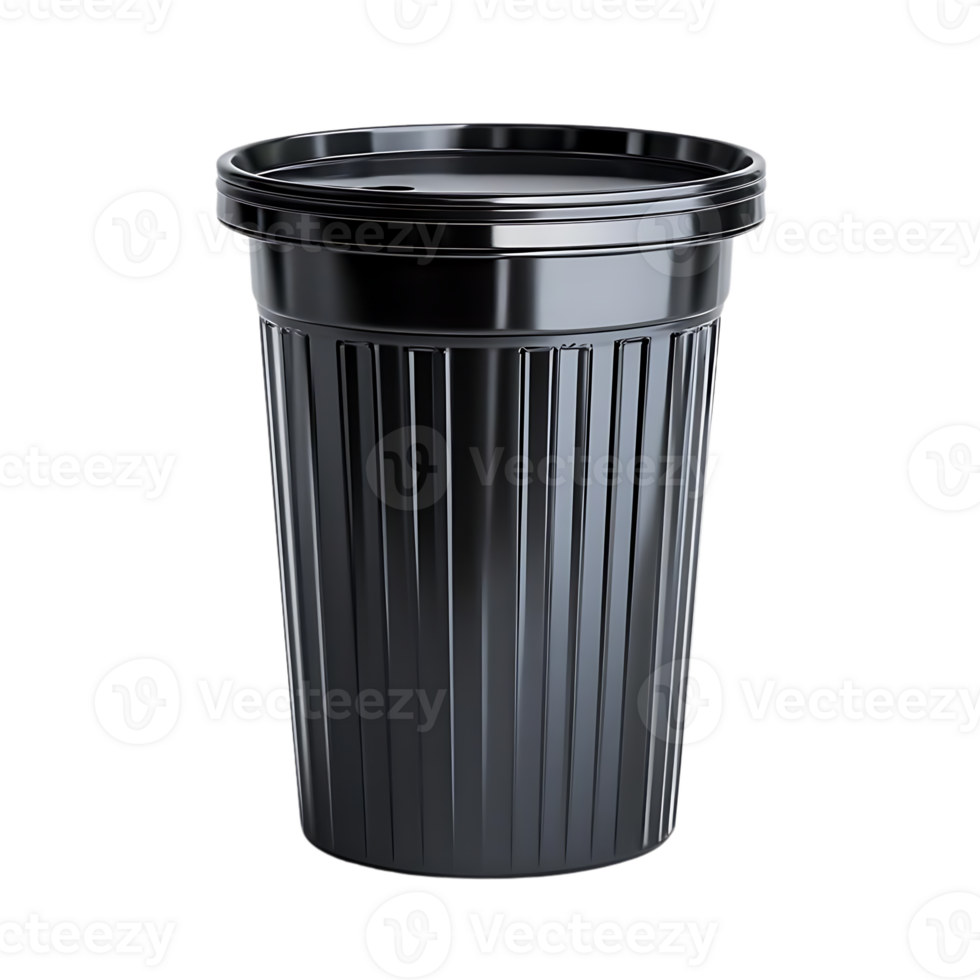 Black Plastic Cup with Transparent Background, Disposable Cup with a Matte Finish, 3D Rendering of a Black Cup, Single Black Cup Isolated on Transparent Background, Rendered Black Cup with a Lid, Mockup of a Black Plastic Cup, Realistic Black Cup with a T png