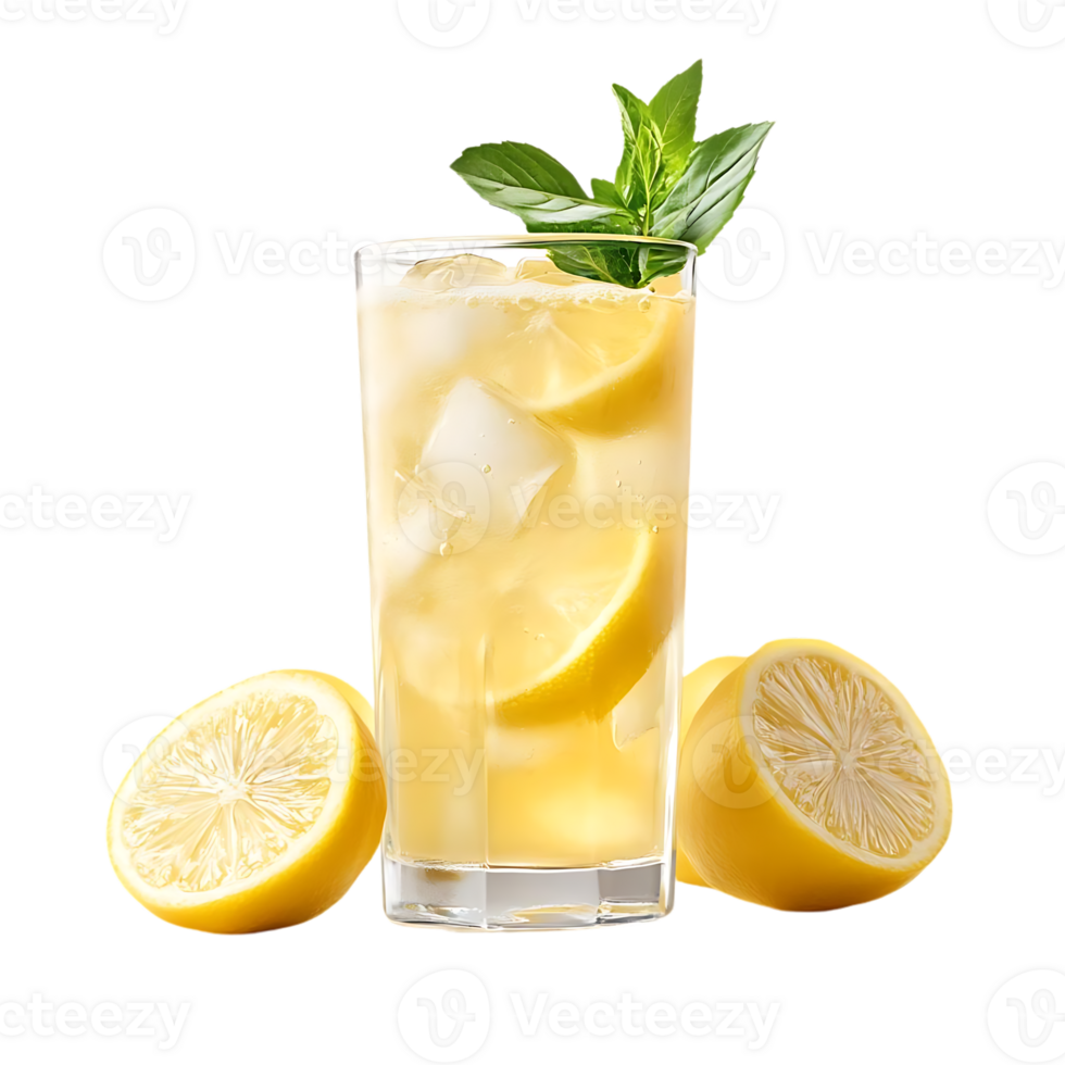 Refreshing Lemonade with Ice and Mint, A Summertime Classic Beverage with Transparent Background png