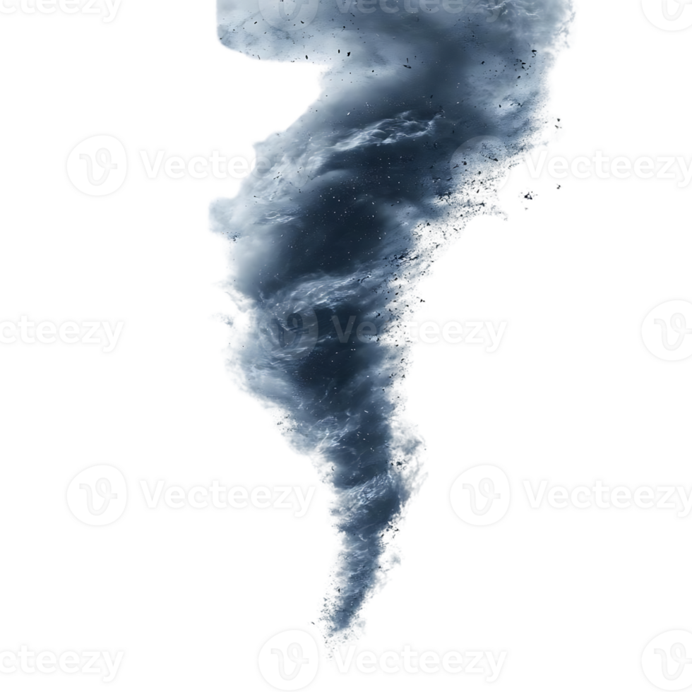 A Powerful Tornado Rages with Fury, a Whirlwind of Destruction on a Black Background, Transparent Background png