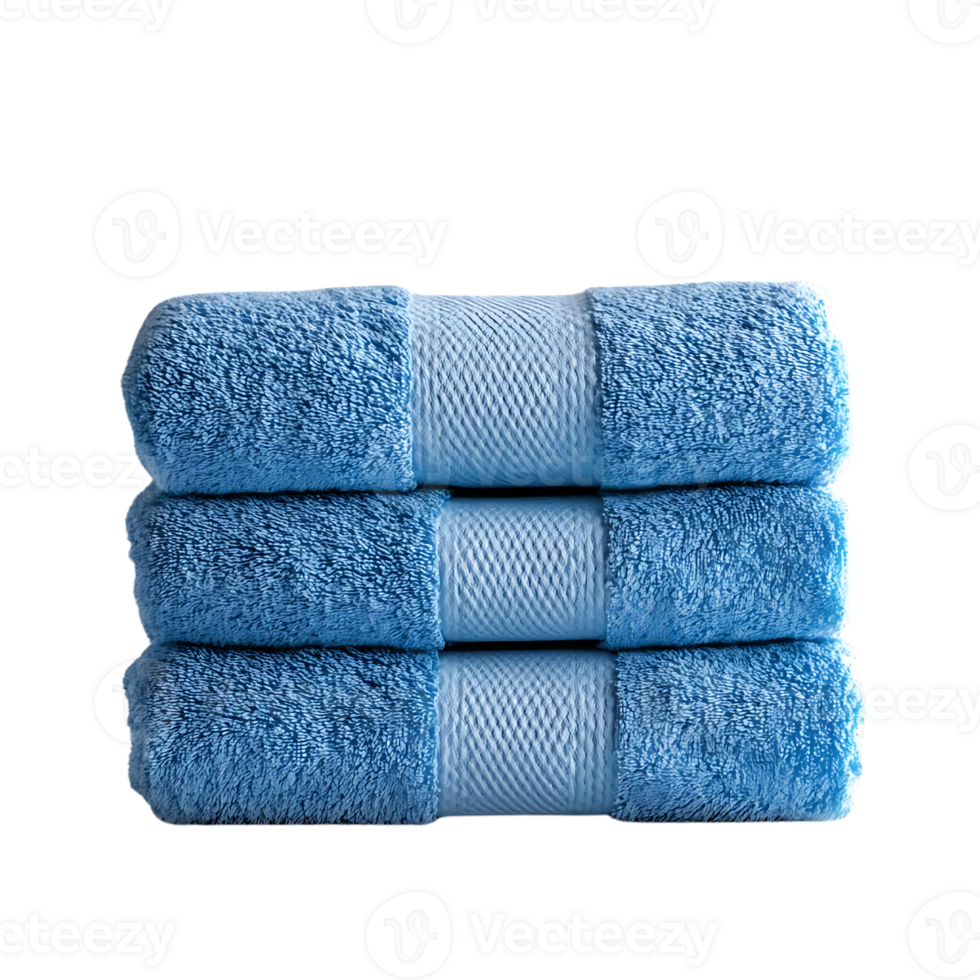 Soft Blue Towels Stacked with a Transparent Background, Luxurious Bath Towel with a Clean and Modern Aesthetic, High-Quality Cotton Towels with a Smooth Finish png