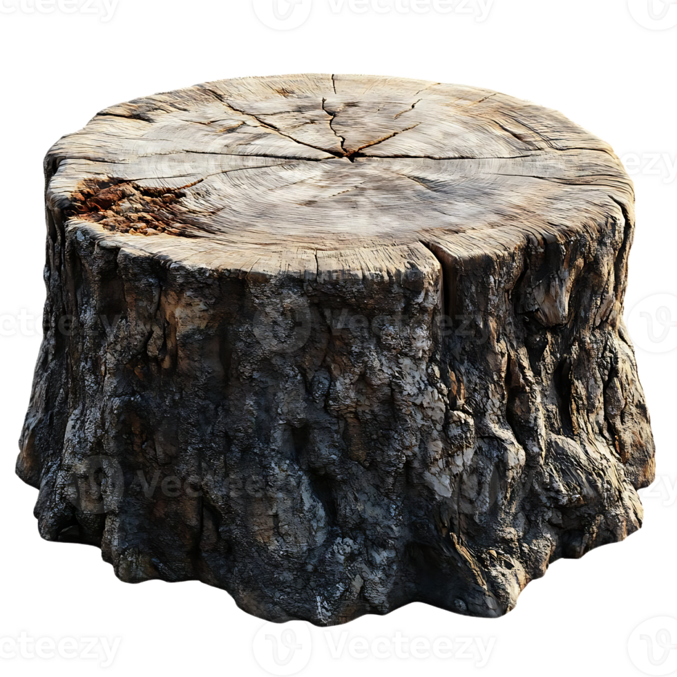 Tree Stump with Transparent Background, Isolated on Black for Design Projects png