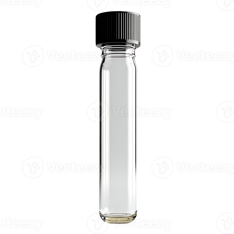 Empty Glass Bottle with Black Screw Cap, Mockup for Transparent Background png