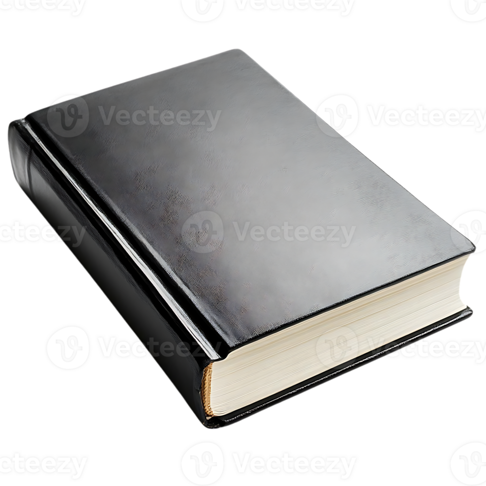 zwart boek met transparant achtergrond, een klassiek literair metgezel voor lezers, met een zacht, leer gebonden Hoes en knapperig, wit Pagina's png