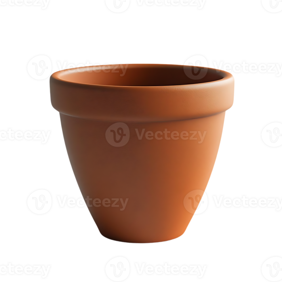 Empty Terracotta Flower Pot with a Transparent Background for Your Design Projects png