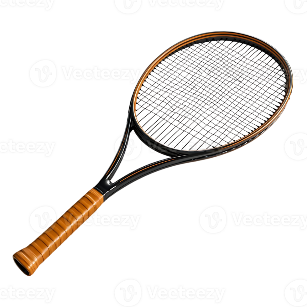 Tennis Racquet with a Transparent Background, A Striking Black and Orange Design for Powerful Serves and Precise Shots png