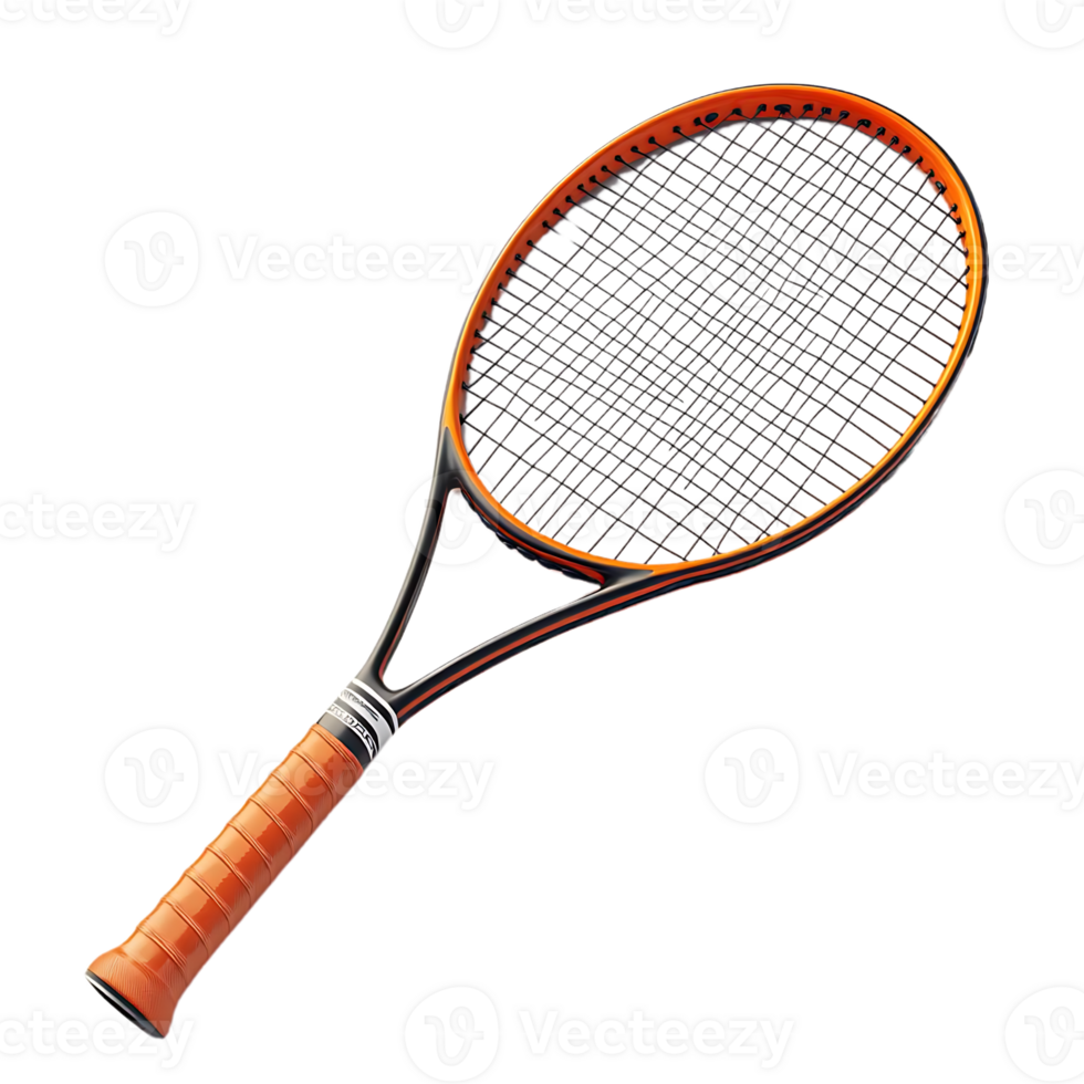 Orange and Black Tennis Racket with Transparent Background png