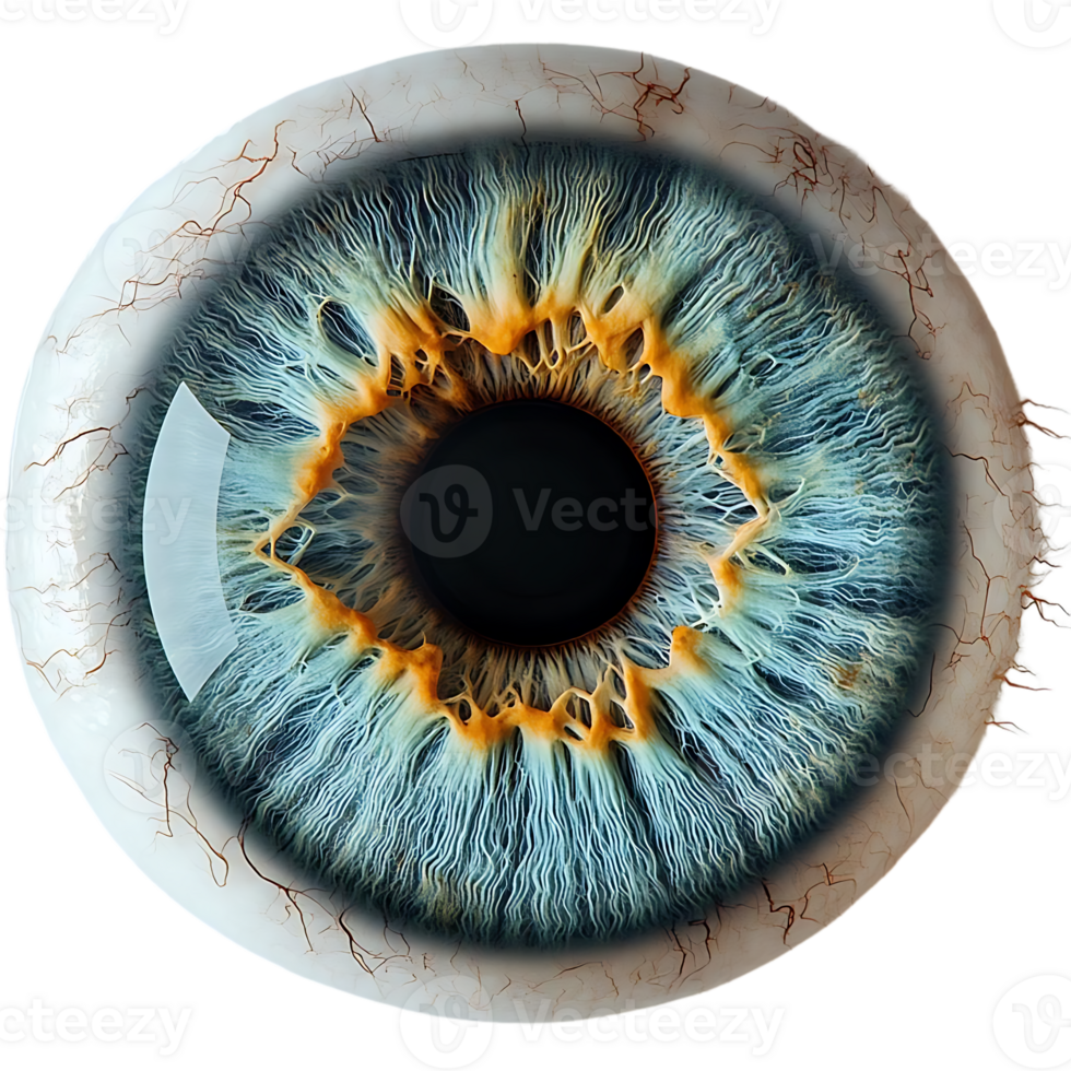 Human Eye with Blue Iris, Detailed Macro Photography, Transparent Background png