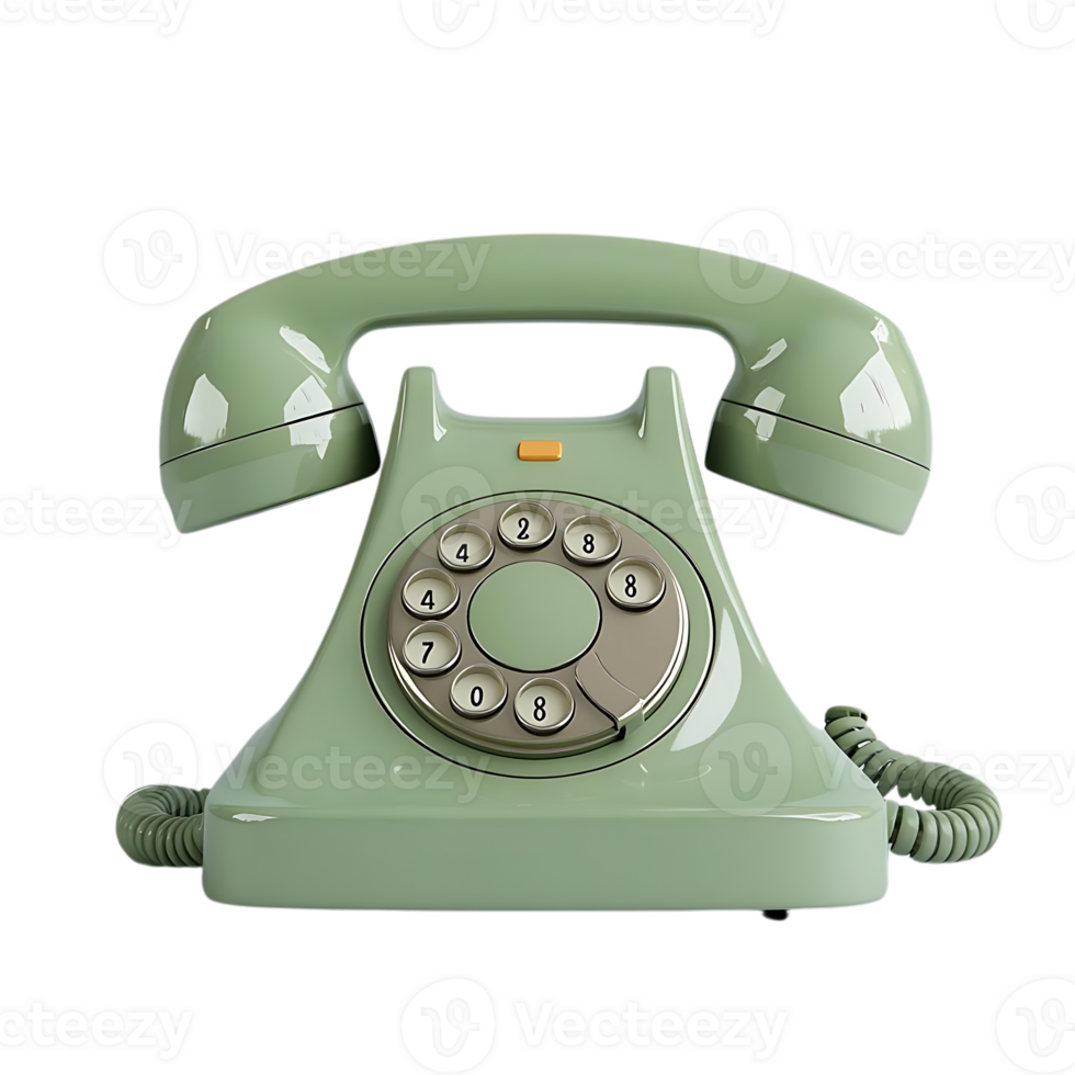 Vintage Green Rotary Dial Phone with Transparent Background png