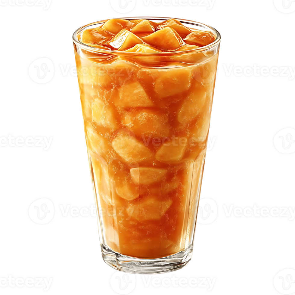 Refreshing Peach Iced Tea with a Transparent Background, Perfect for Summer png