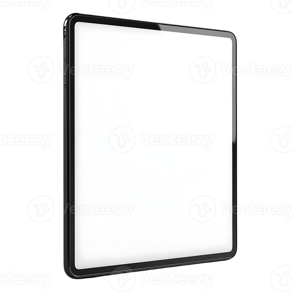 Black Tablet with a Transparent Background, Isolated on White, Mockup for App Display, Design Element, Modern Technology, Tablet Mockup, Isolated Tablet, Empty Screen, Digital Device,  White Background, 3D Rendering, Technology Mockup png