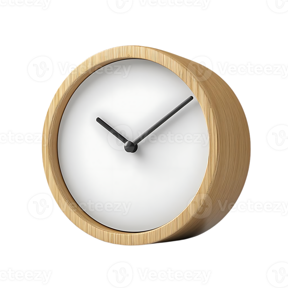 Simple Wooden Desk Clock with a Transparent Background for Modern Home Decor png