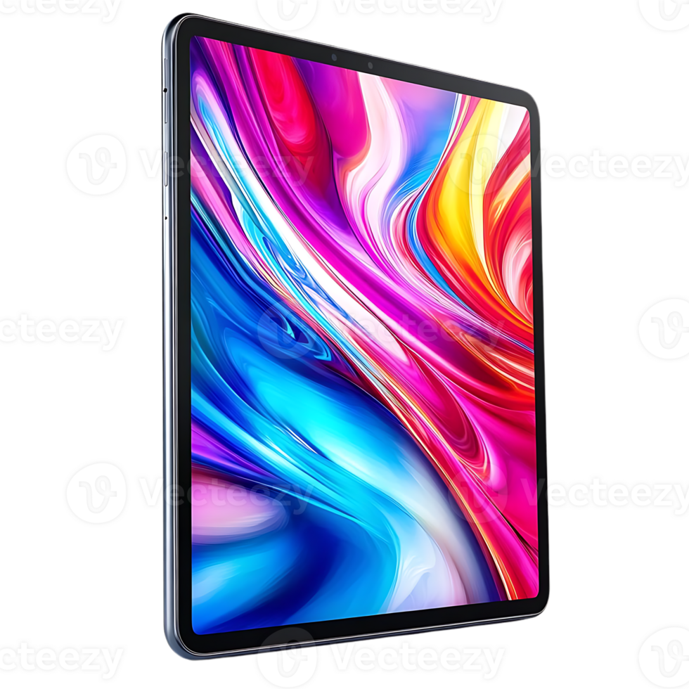 Vibrant Tablet Display with Transparent Background, Showcase Stunning Colors and Design png