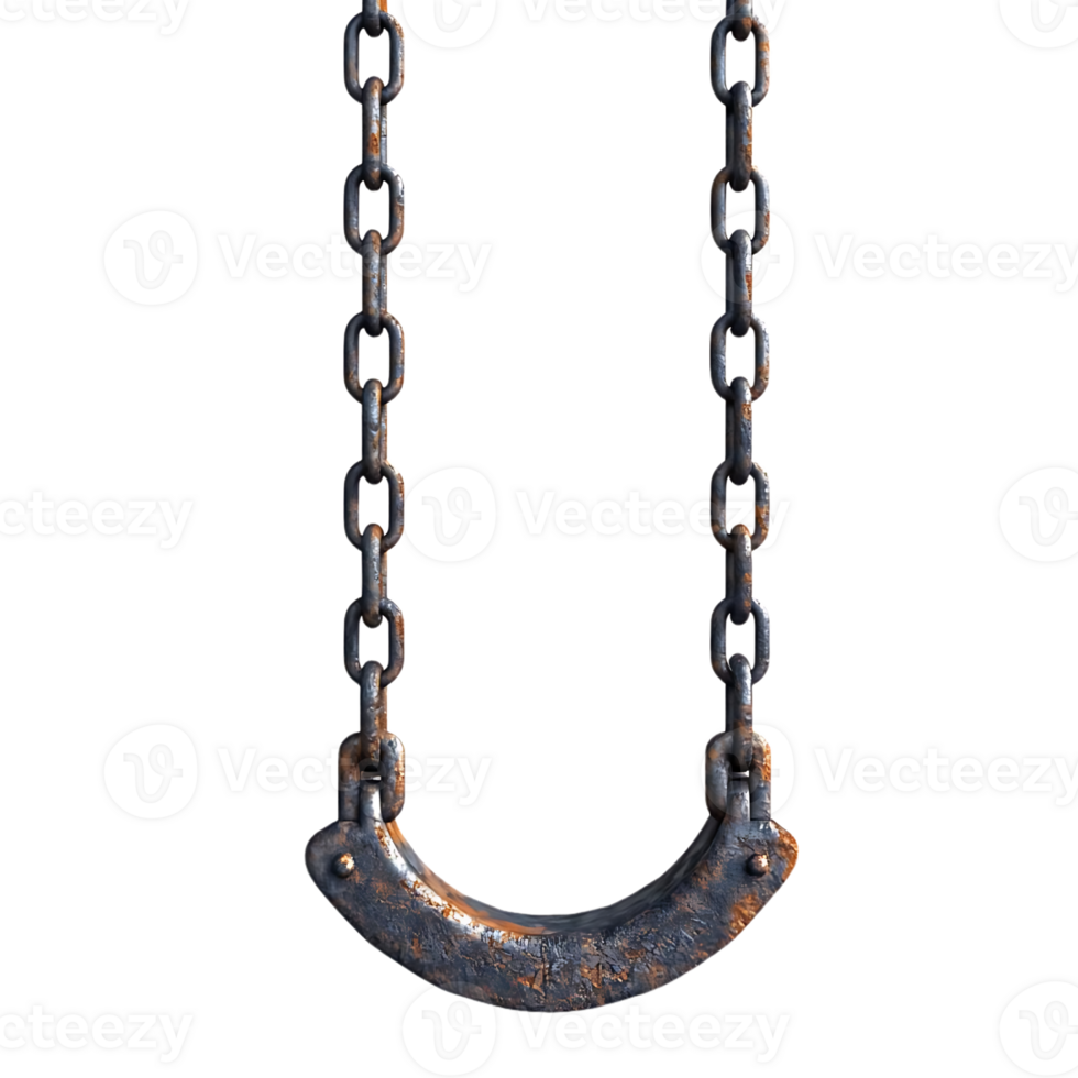 Rusty Chain Swing Hanging on Transparent Background png