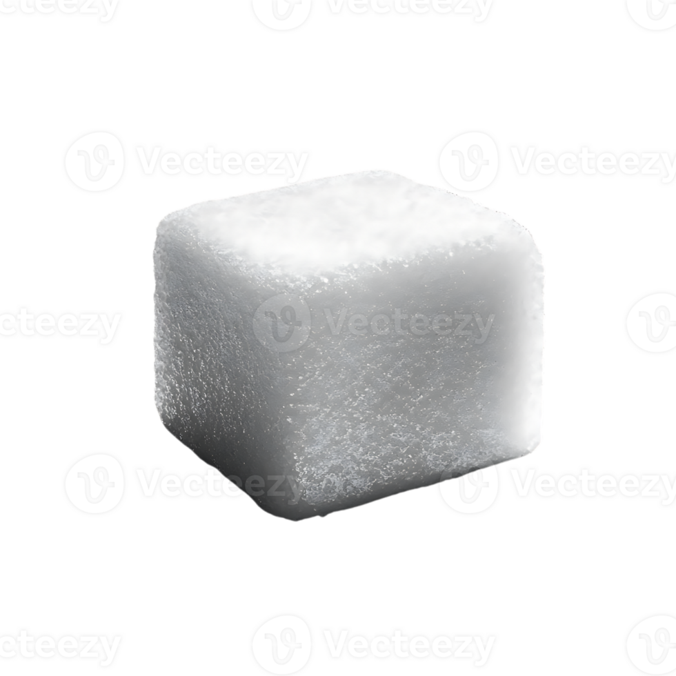 White Sugar Cube with Transparent Background, A Single Sugar Cube on Black Background png