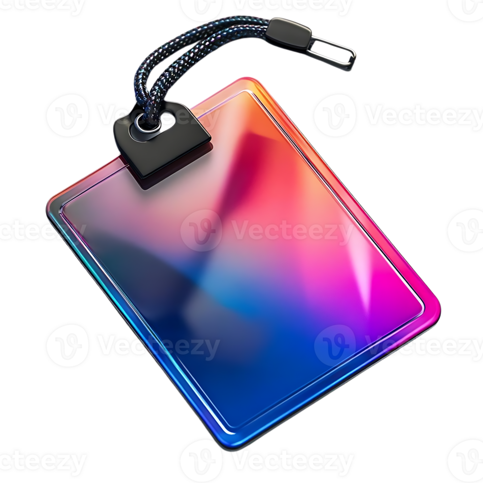 Shiny, Colorful Badge with Transparent Background  -  Modern, Trendy ID Card Design for Events, Businesses, and More png