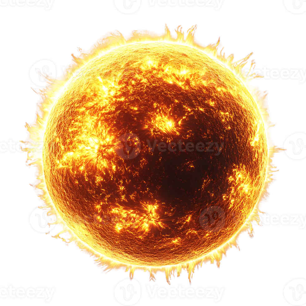 The Sun Blazes Brightly, A Glowing Orb with a Transparent Background png