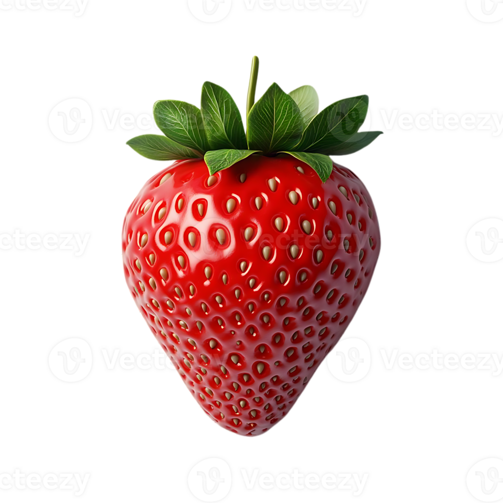 A Single, Ripe Strawberry with a Transparent Background png