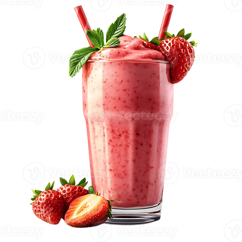 Delicious Strawberry Smoothie with a Transparent Background, Perfect for Refreshment png