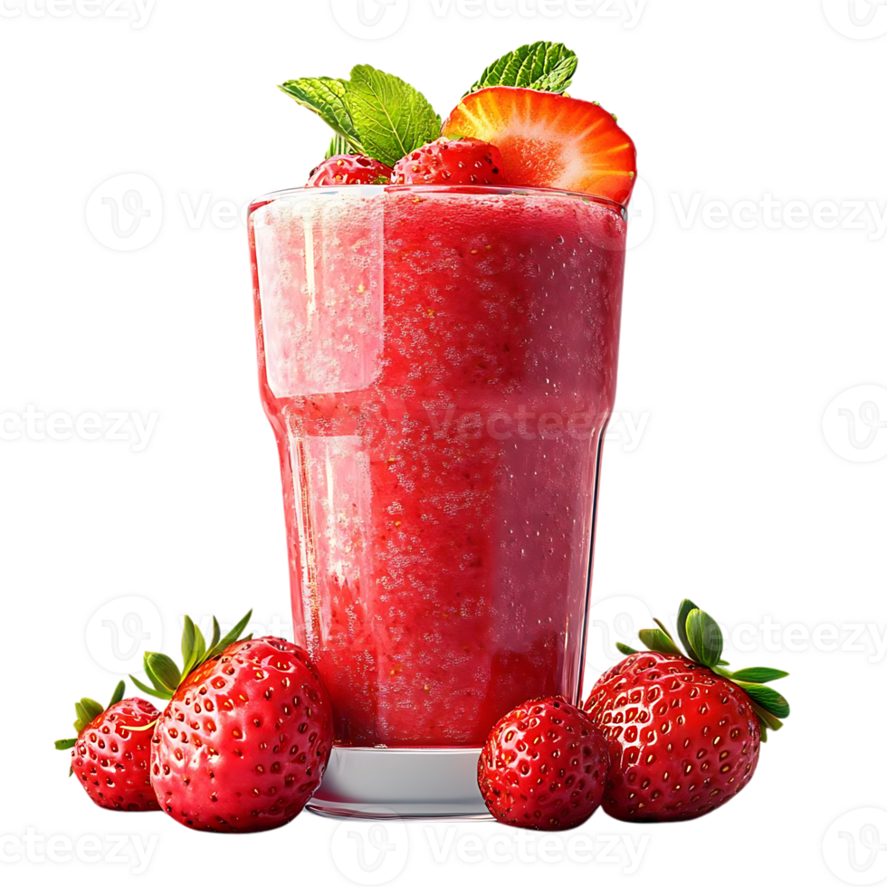 Refreshing Strawberry Smoothie with a Transparent Background, Perfect for Summer png