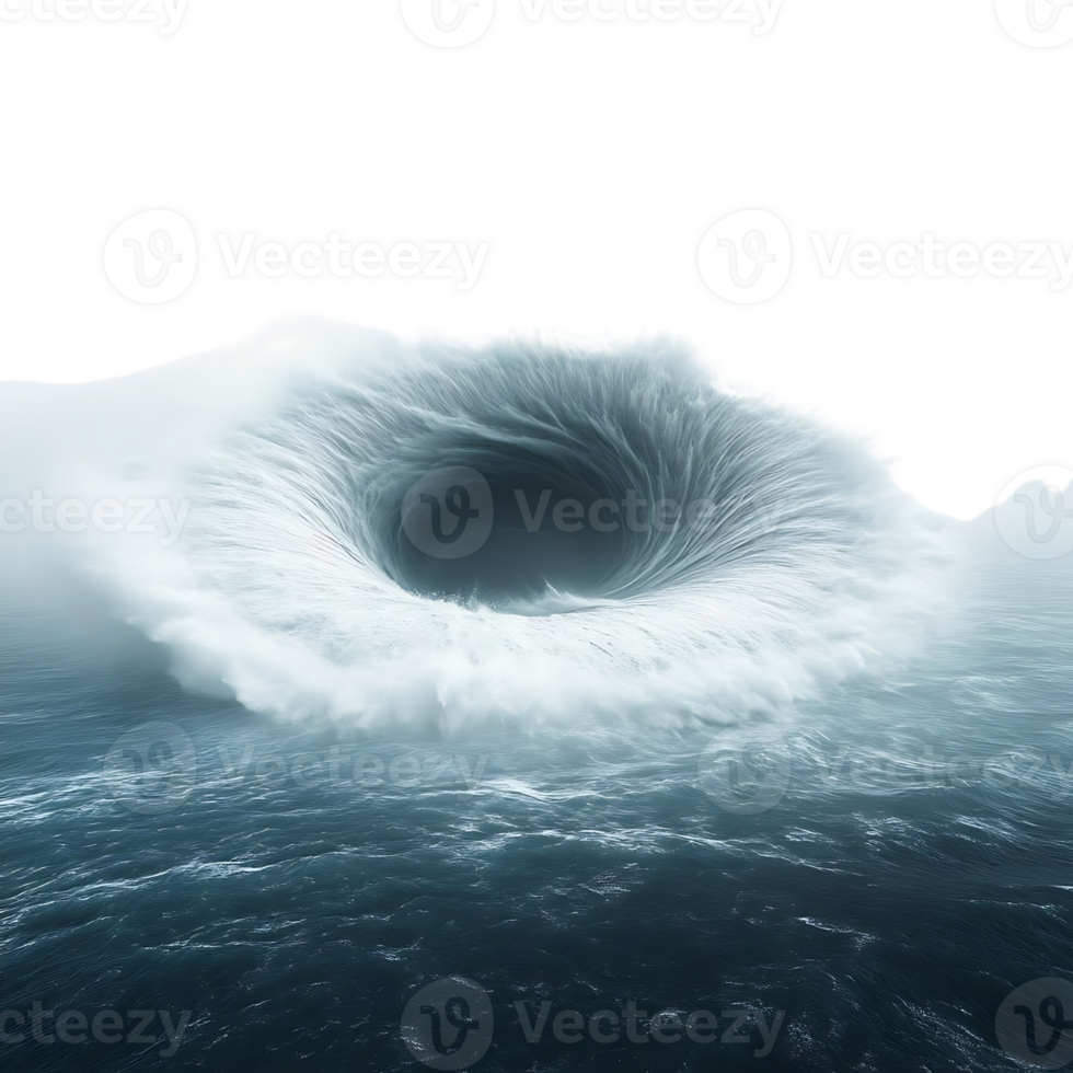 Whirlpool Forms in Ocean with Transparent Background png