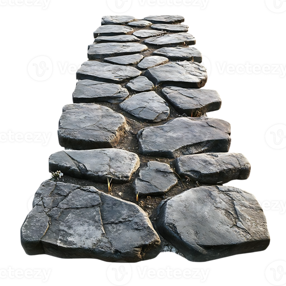 Cobblestone Path with Transparent Background, A Rustic Stone Pathway with a Clear Background for Easy Overlay and Design png