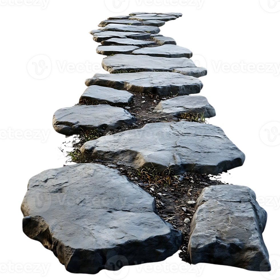 Stone Path Leading Through Nature with a Transparent Background png