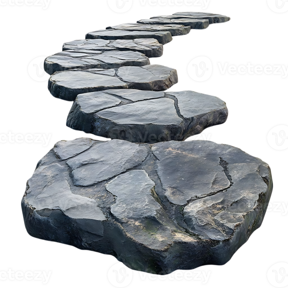 Stone Path with a Transparent Background Leading Upwards, a Journey of Stones with Transparency png