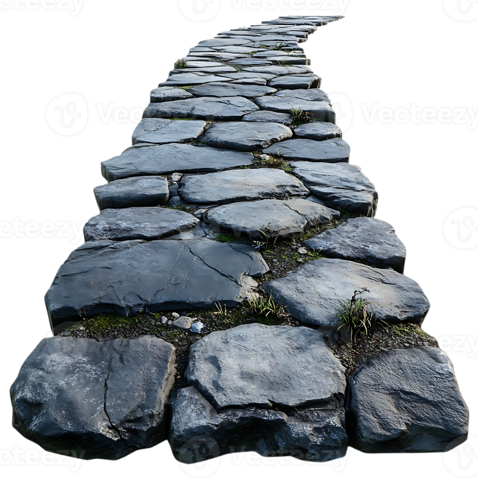 Cobblestone Path Winding Through Time with a Transparent Background png