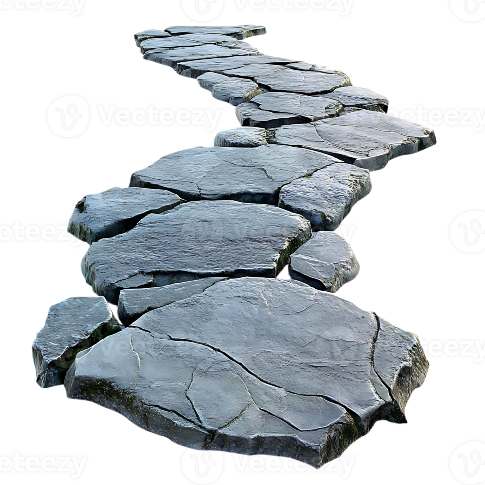 Stone Path with Transparent Background, Winding Through Nature with a Mystical Vibe png